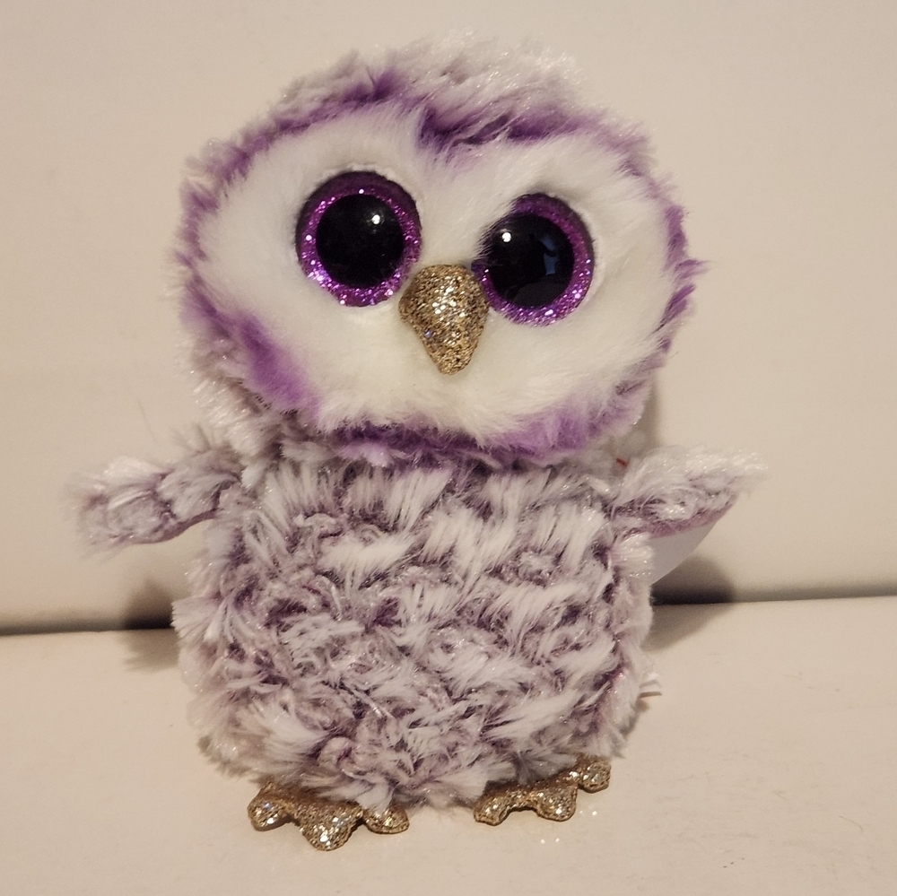 6” Ty Moonlight the White & Purple Owl with Bio Tag Plush Stuffed Animal